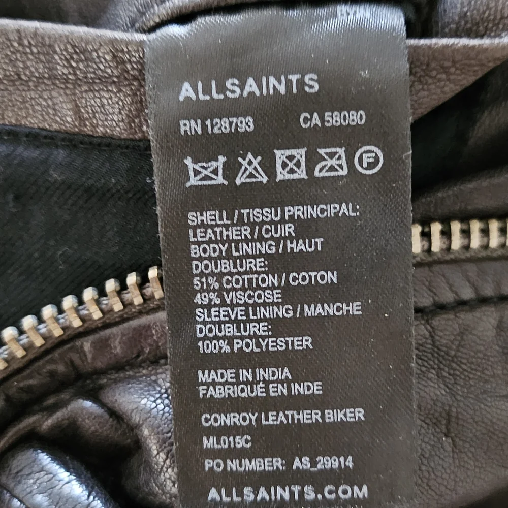 All Saints 'Conroy Textured Leather Biker' Jacket, XS